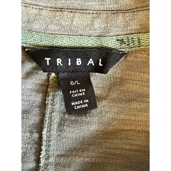 Tribal 100% cotton button down dress w/pockets size L 3/4 Sleeve - Picture 7 of 8